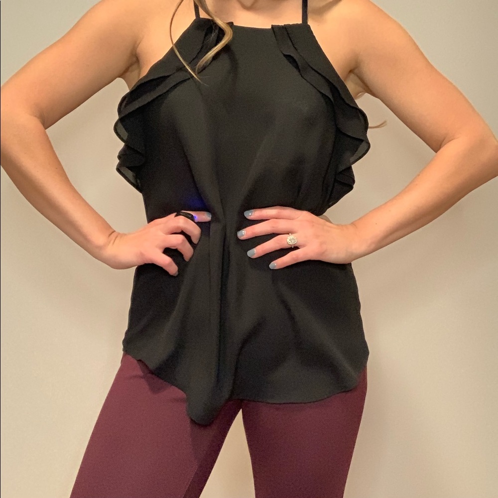 Black ruffle flowing camisole